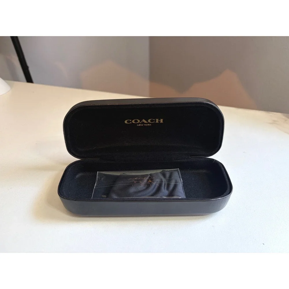 Coach New York Black Hard Shell Clamshell Eyewear Case with Cleaning Cloth